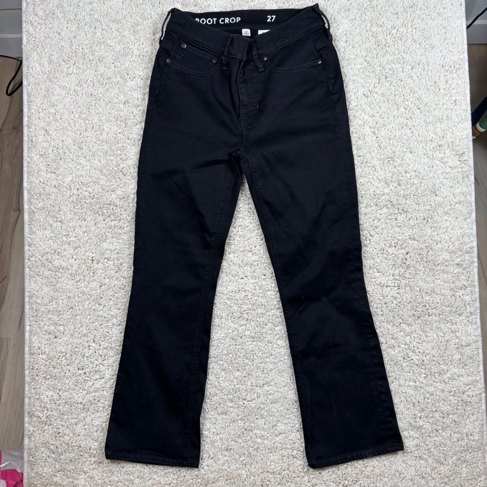 J. Crew Demi Boot Crop Jeans Black Size 27 High Rise Stretch‎ Denim